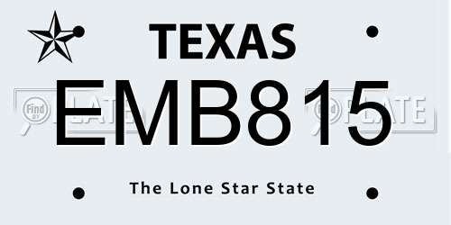 EMB815 Texas License Plate