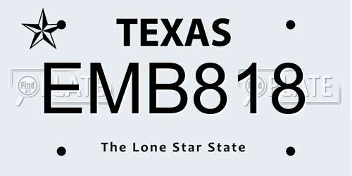 EMB818 Texas License Plate