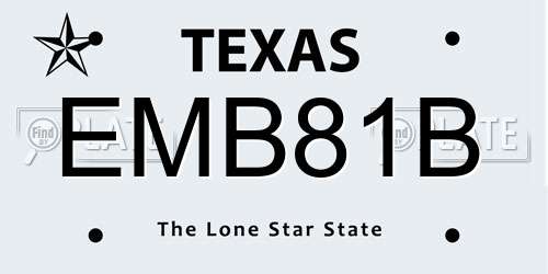 EMB81B Texas License Plate