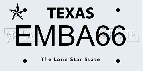 EMBA66 Texas License Plate