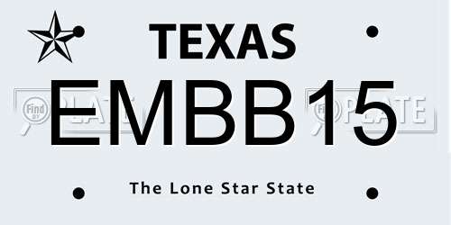 EMBB15 Texas License Plate