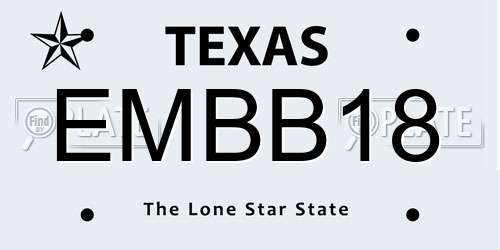 EMBB18 Texas License Plate