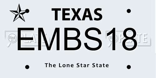 EMBS18 Texas License Plate
