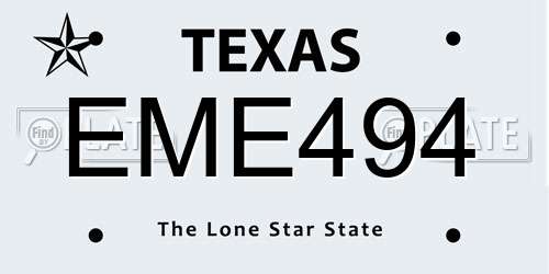 EME494 Texas License Plate