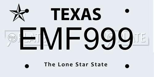EMF999 Texas License Plate
