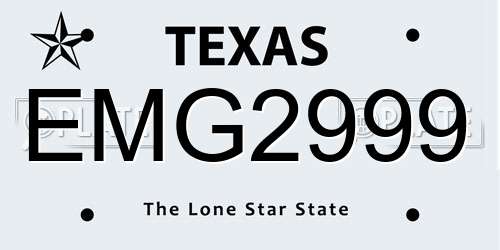 EMG2999 Texas License Plate
