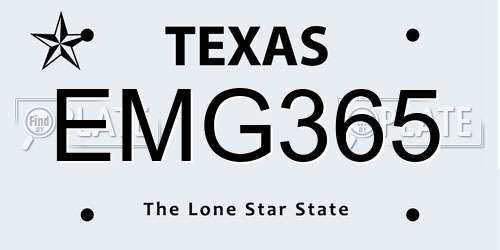 EMG365 Texas License Plate