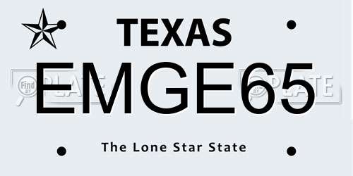 EMGE65 Texas License Plate