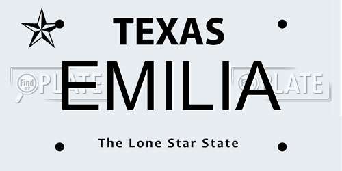EMILIA Texas License Plate