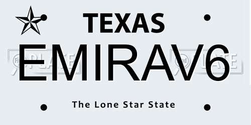 EMIRAV6 Texas License Plate
