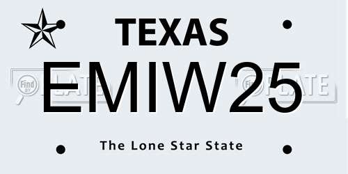 EMIW25 Texas License Plate