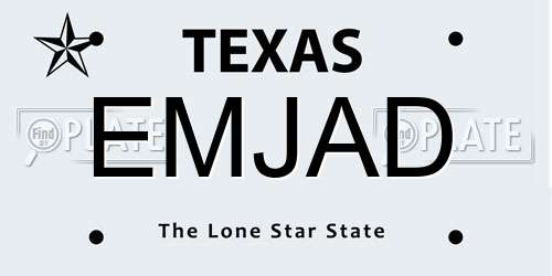 EMJAD Texas License Plate