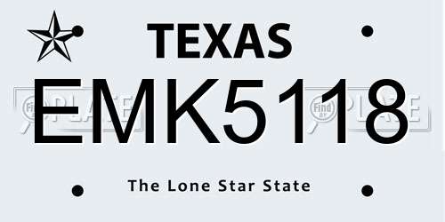 EMK5118 Texas License Plate