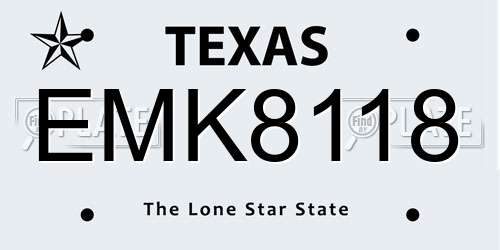 EMK8118 Texas License Plate