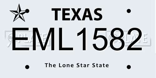 EML1582 Texas License Plate