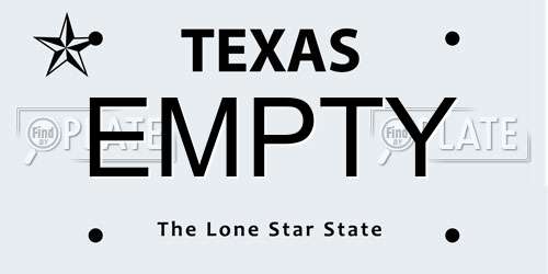 EMPTY Texas License Plate