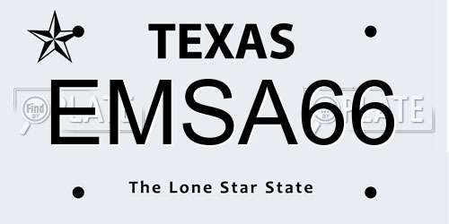 EMSA66 Texas License Plate