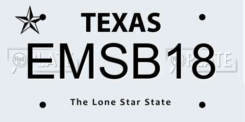 EMSB18 Texas License Plate
