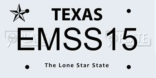 EMSS15 Texas License Plate