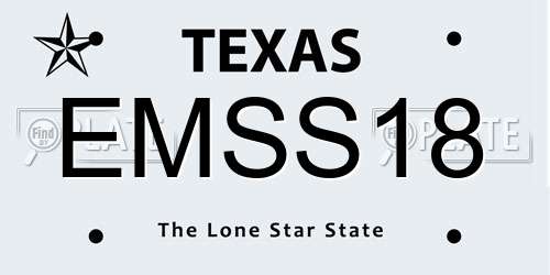 EMSS18 Texas License Plate