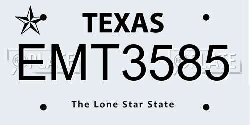 EMT3585 Texas License Plate