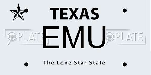 EMU Texas License Plate