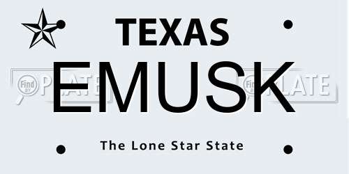 EMUSK Texas License Plate