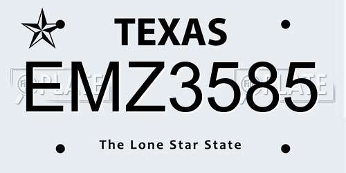 EMZ3585 Texas License Plate