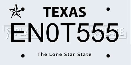 EN0T555 Texas License Plate