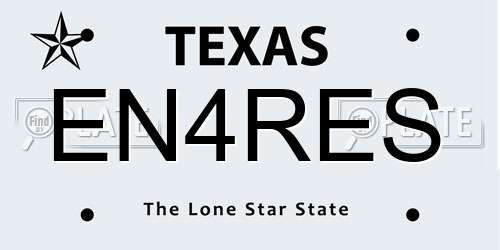 EN4RES Texas License Plate