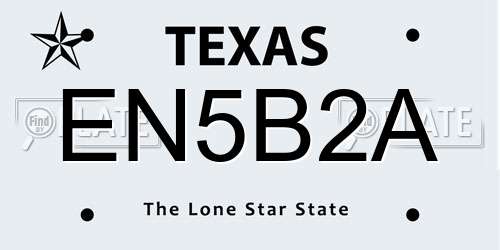 EN5B2A Texas License Plate