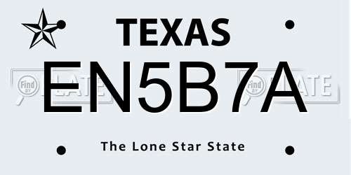 EN5B7A Texas License Plate
