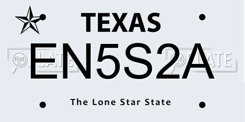 EN5S2A Texas License Plate