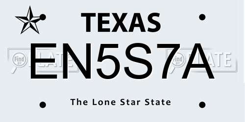 EN5S7A Texas License Plate