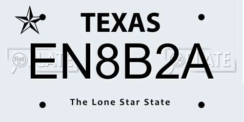 EN8B2A Texas License Plate