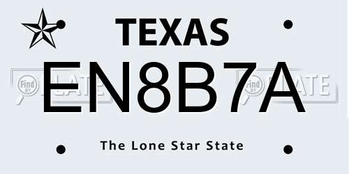 EN8B7A Texas License Plate