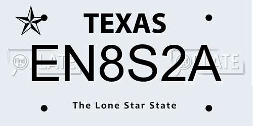 EN8S2A Texas License Plate
