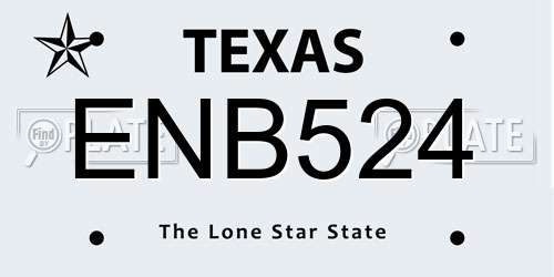 ENB524 Texas License Plate