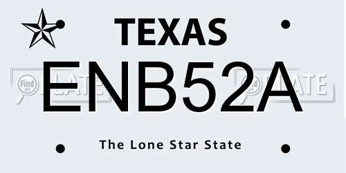ENB52A Texas License Plate