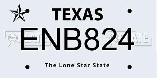 ENB824 Texas License Plate