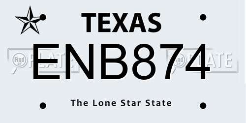 ENB874 Texas License Plate