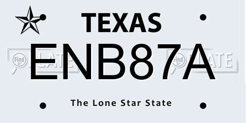 ENB87A Texas License Plate