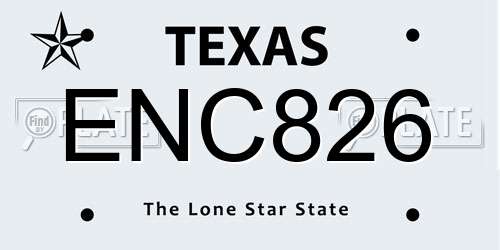 ENC826 Texas License Plate