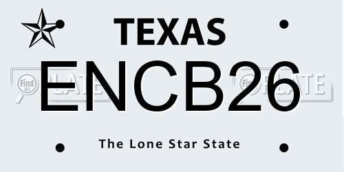 ENCB26 Texas License Plate