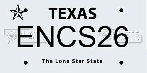 ENCS26 Texas License Plate