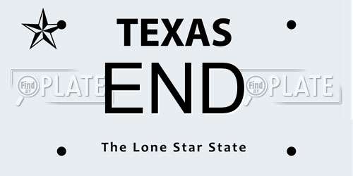 END Texas License Plate