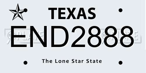 END2888 Texas License Plate