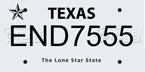END7555 Texas License Plate