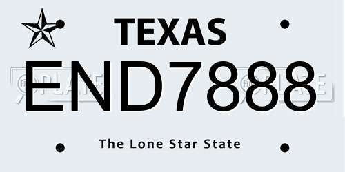 END7888 Texas License Plate