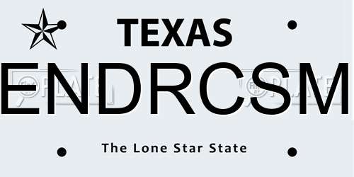 ENDRCSM Texas License Plate